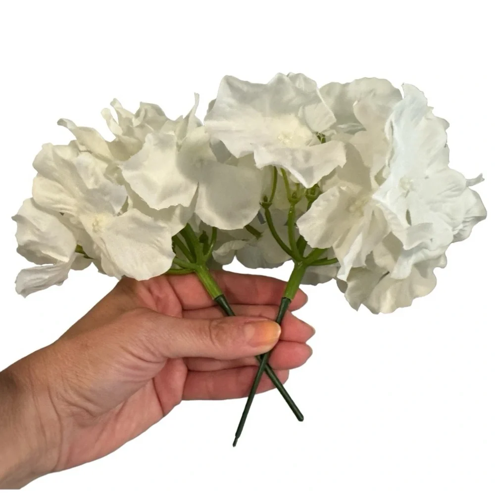 Set of 2 NWOT White Silk Hydrangea Flowers